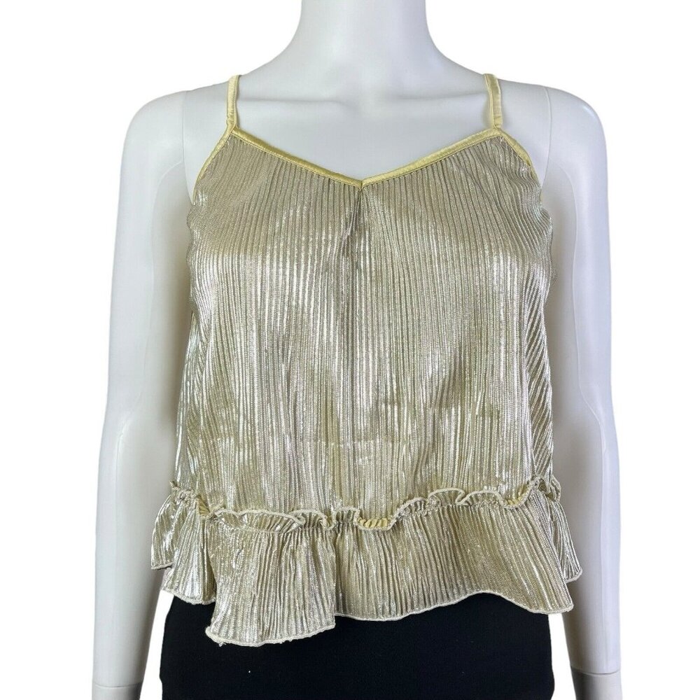 Angie Metallic Gold Spaghetti Strap Crop Top Womens Size‎ S (G10146)
